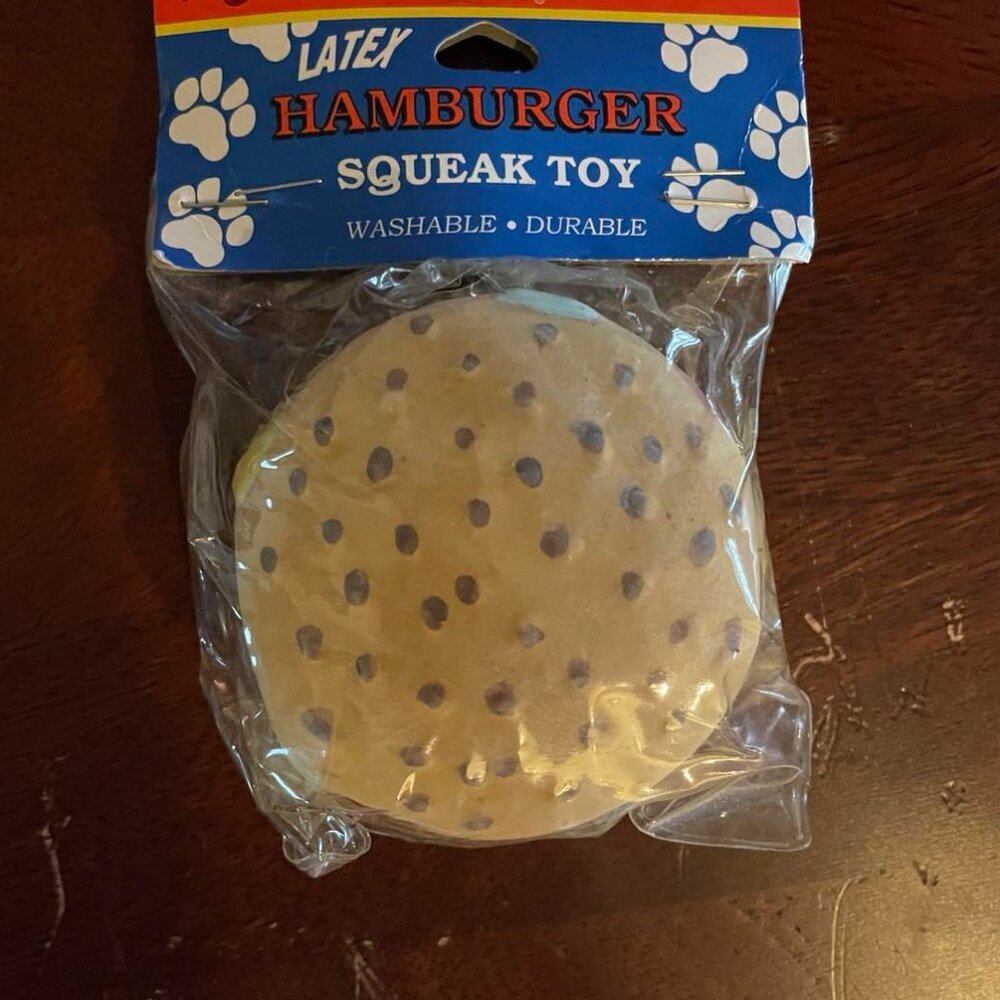 Dog Toy: Squeaky Hamburger